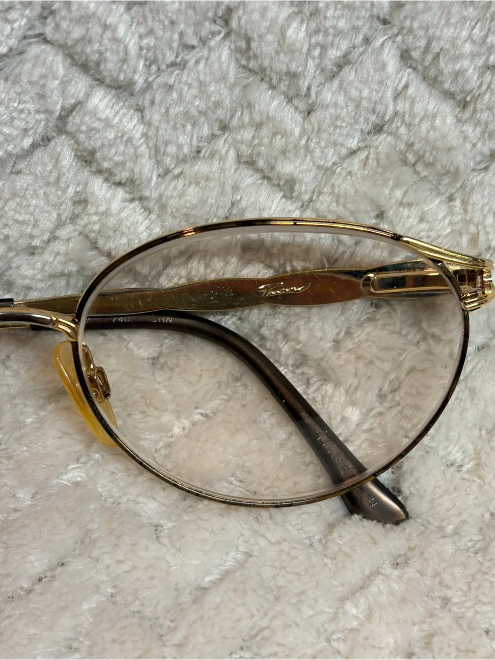 Vintage Tura‎ Gold Tortoise Oval Glasses Frames Only Librarian Chic Officecore